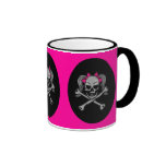 Ponytail skull decal pink mug
