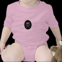 Ponytail skull decal pink t-shirts