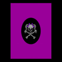 Ponytail skull decal purple bows posters