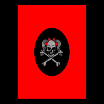 Ponytail skull decal red bows posters
