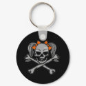 Ponytail skull w/ orange bows keychains