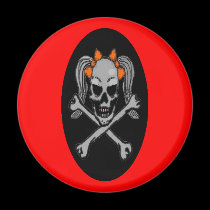 Ponytail skull w/ orange bows magnets