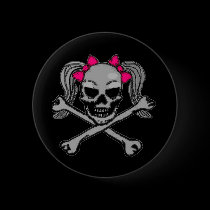 Ponytail skull w/ pink bows buttons