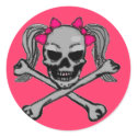 Ponytail skull w/ pink bows stickers