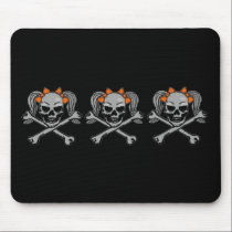 Ponytail skulls w/ orange bows mousepads