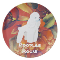 Poodle - Autumn Leaves Design Party Plate