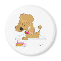 Poodle Bath Refrigerator Magnet