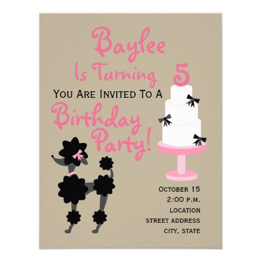 Poodle & Cake Birthday Invitation