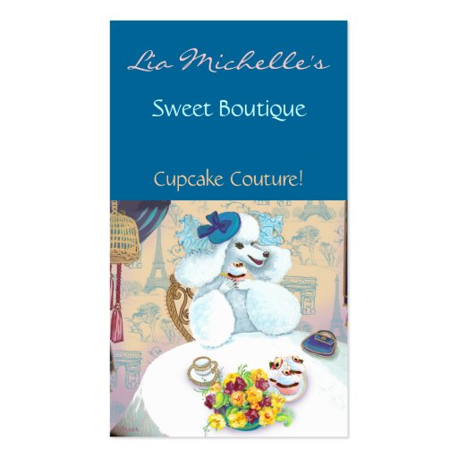 Poodle Cupcake Tea Party Business Card (front side)