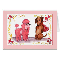Poodle Dachshund Dog Valentine Card cards