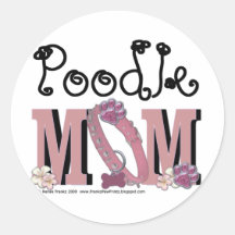 Poodle MOM Round Sticker