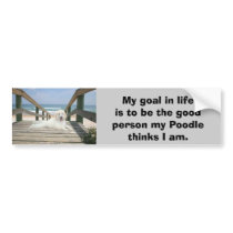 Poodle On Boardwalk Bumper Sticker bumper stickers