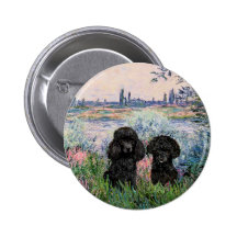 Poodle Pair (black) - By the Seine Pinback Buttons