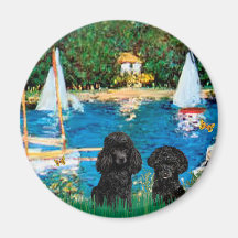Poodle Pair (black) - Sailboats Refrigerator Magnet