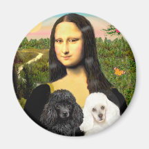 Poodle Pair (BW) - Mona Lisa Refrigerator Magnets