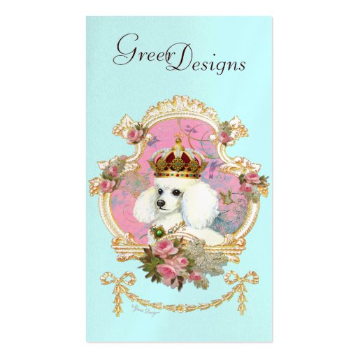 Poodle Princess n Pink Roses Business Card (front side)
