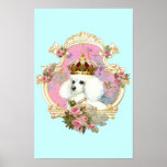 Poodle Princess n Pink Roses Print