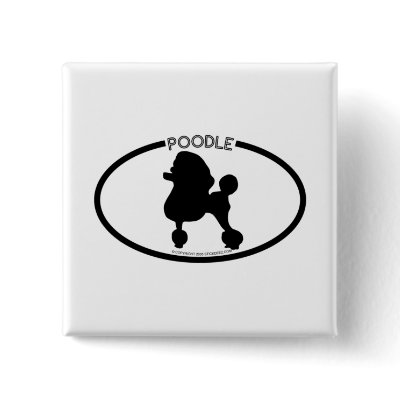 Poodle Silhouette Black Button by dogsilhouettes