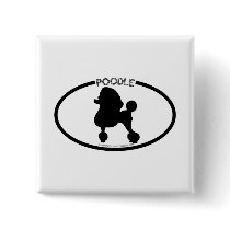 Poodle Silhouette Black Button