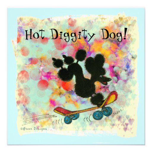 Poodle Skateboard Baby Shower Invitation