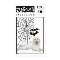 Poodle White Halloween Postage Stamp