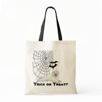 Poodle White Halloween Tote Bag
