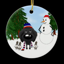 Poodle Winter Scene ornaments