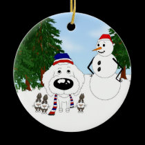Poodle Winter Scene ornaments