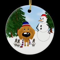 Poodle Winter Scene ornaments