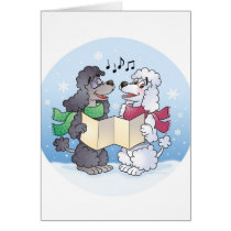 Poodles Christmas Caroling cards