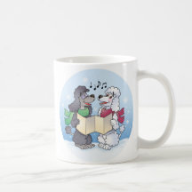 Poodles Christmas Caroling Coffee Mugs