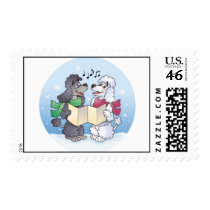 Poodles Christmas Caroling stamps