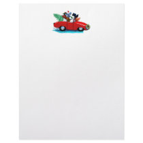 Poodles Christmas Vintage Car Art Print Custom Letterhead