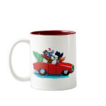 Poodles Christmas Vintage Car Art Print
