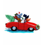 Poodles Christmas Vintage Car Art Print Tee