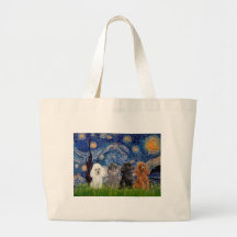 Poodles (four) - Starry Night Canvas Bags