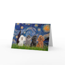 Poodles (four) - Starry Night Card