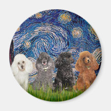 Poodles (four) - Starry Night Fridge Magnets