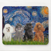 Poodles (four) - Starry Night Mouse Pads