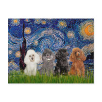 Poodles (four) - Starry Night postcards by masterpiecedogs Poodles (four) - Starry Night postcards