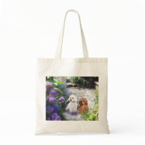 Poodles Hydrangea Tote Bag by normagolden Poodles Hydrangea Tote Bag