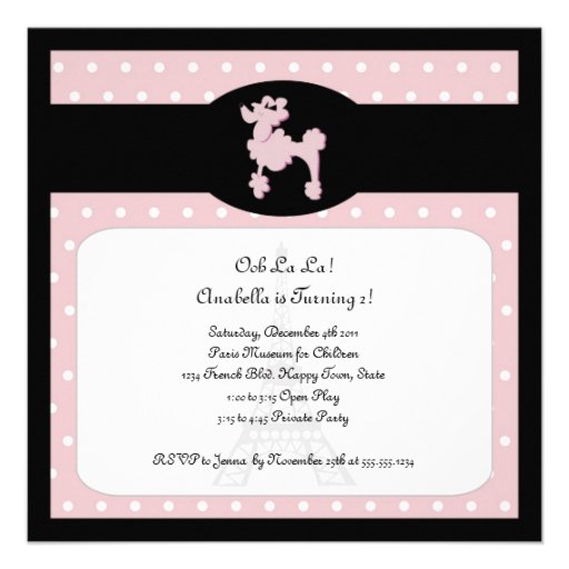 Poodles in Paris Square Pink Invitation