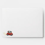 Poodles in Red Convertible Car Christmas Envelope