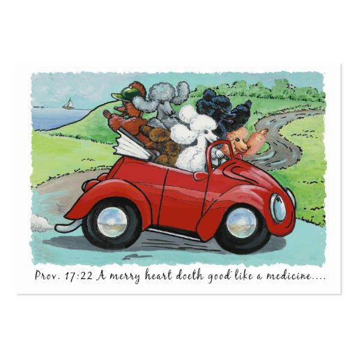 Poodles in Vintage Auto Scripture Business Cards
