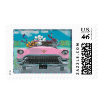 Poodles Pink Retro Car Postage stamps by greerdesign Poodles Pink Retro Car Postage stamps