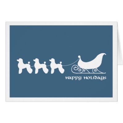 Poodles Pulling Santa&#39;s Sleigh Greeting Cards