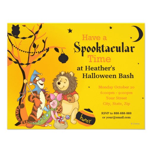 Pooh and Pals Halloween Party Personalized Invite (front side)