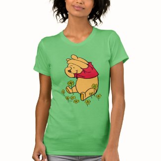 Pooh Playing in a Shamrock Patch Tees
