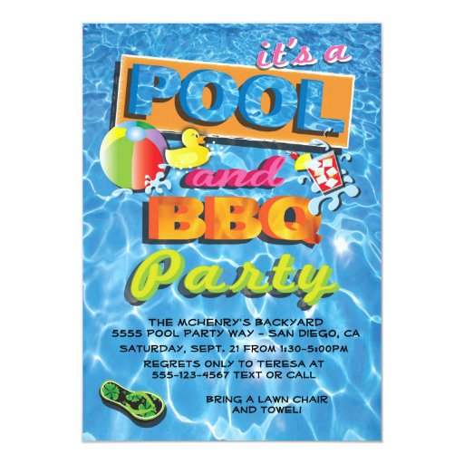 Pool And Bbq Party Invitations Zazzle 