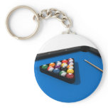 Pool Balls on Blue Felt Billiards Table: Key Chains